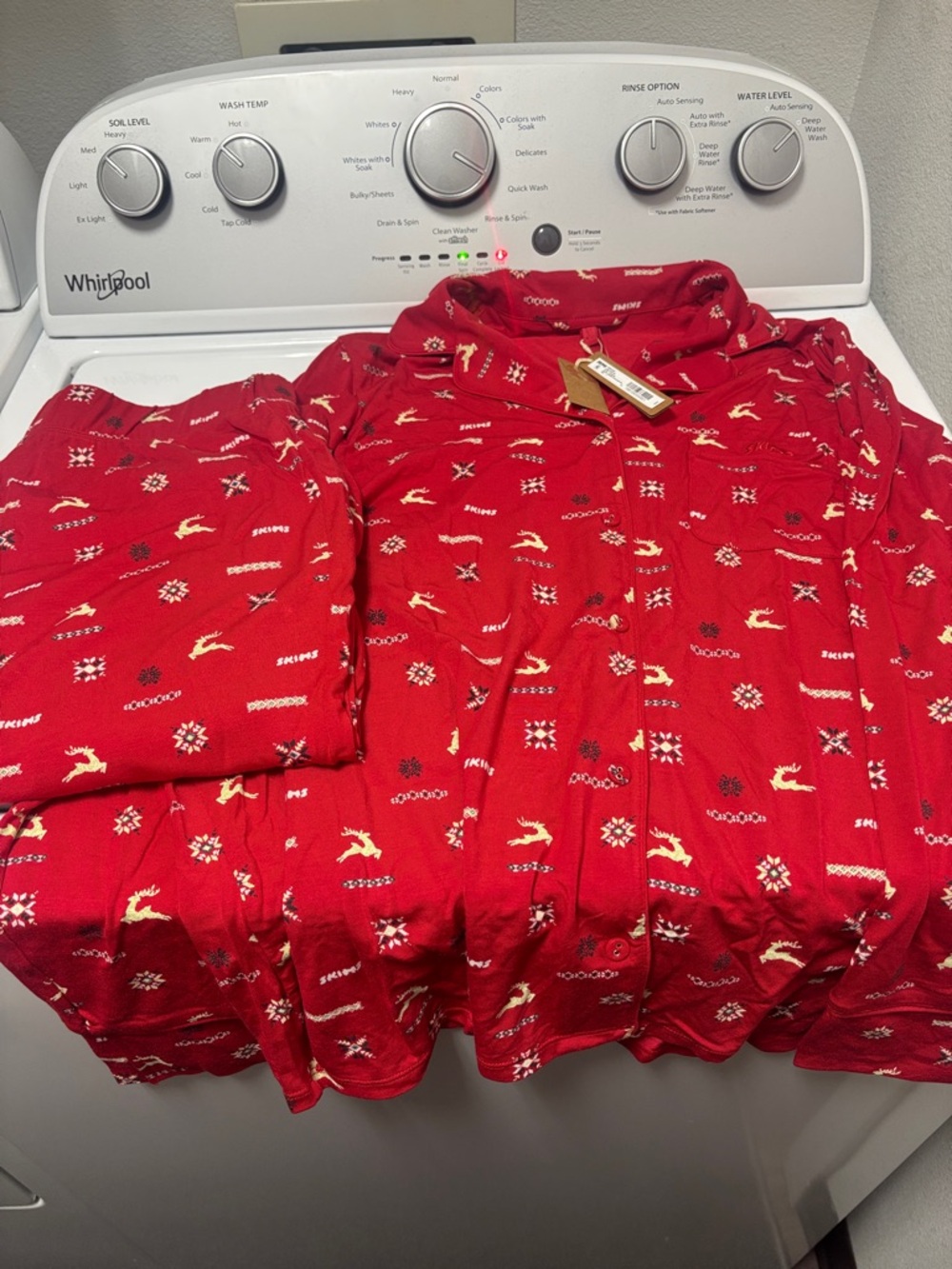 SKIMS Red Holiday Zip-Front Pajama Top